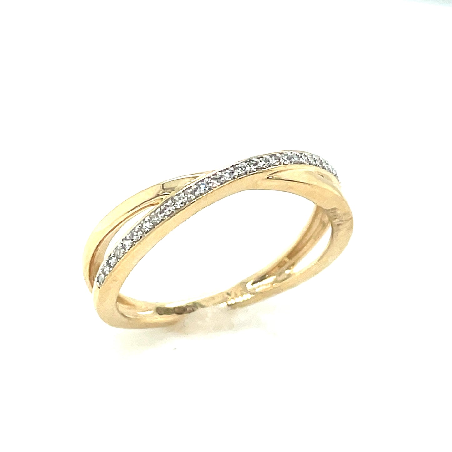 9ct Gold Open Crossover Diamond Ring .09ct