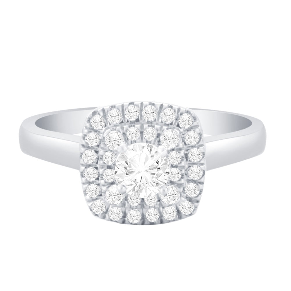 9ct White Gold Square Cluster .50ct Diamond Ring