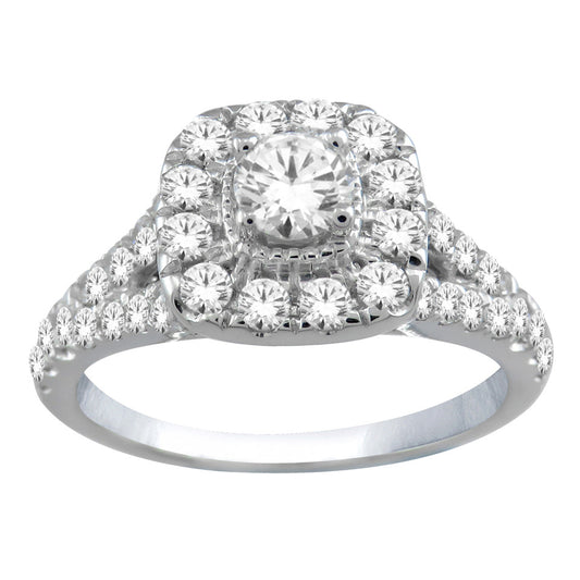 9ct Square Cluster White Gold 1.00ct Diamond Ring