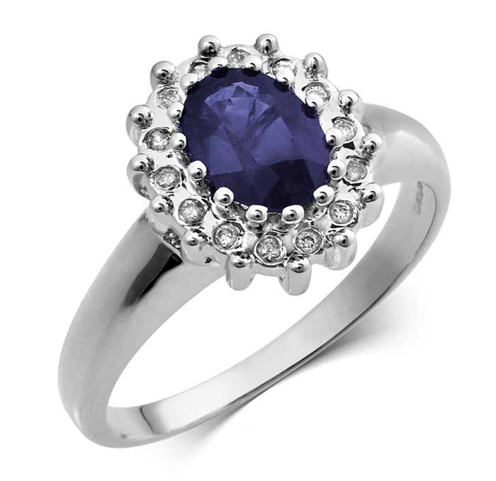 9ct White Gold Sapphire And Diamond Cluster Ring