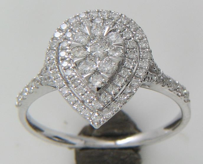 9ct White Gold Pear Cluster .70ct Diamond Ring
