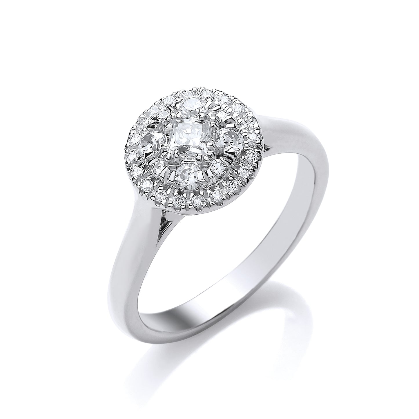 9ct White Gold Round Cluster .50ct Diamond Ring