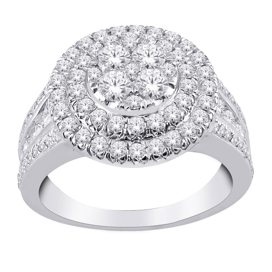 9ct White Gold Fancy Round Cluster 1.50ct Diamond Ring