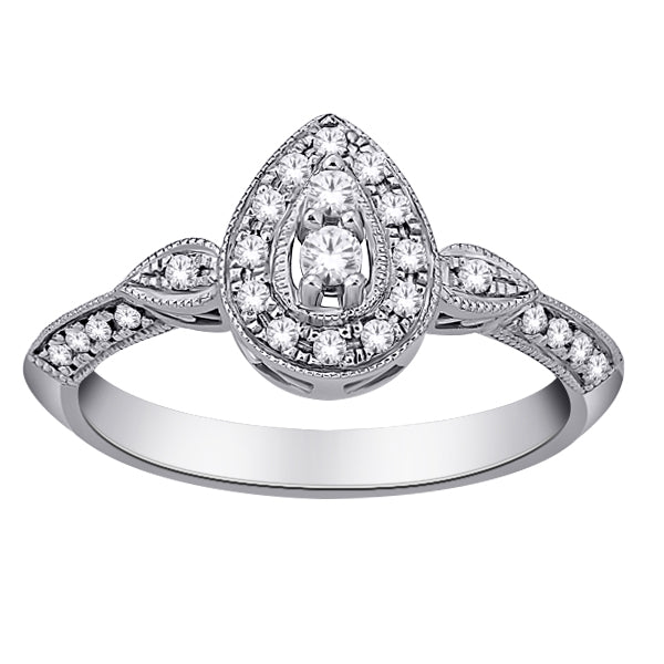 9ct White Gold Pear Cluster With Dianmond Shoulders
