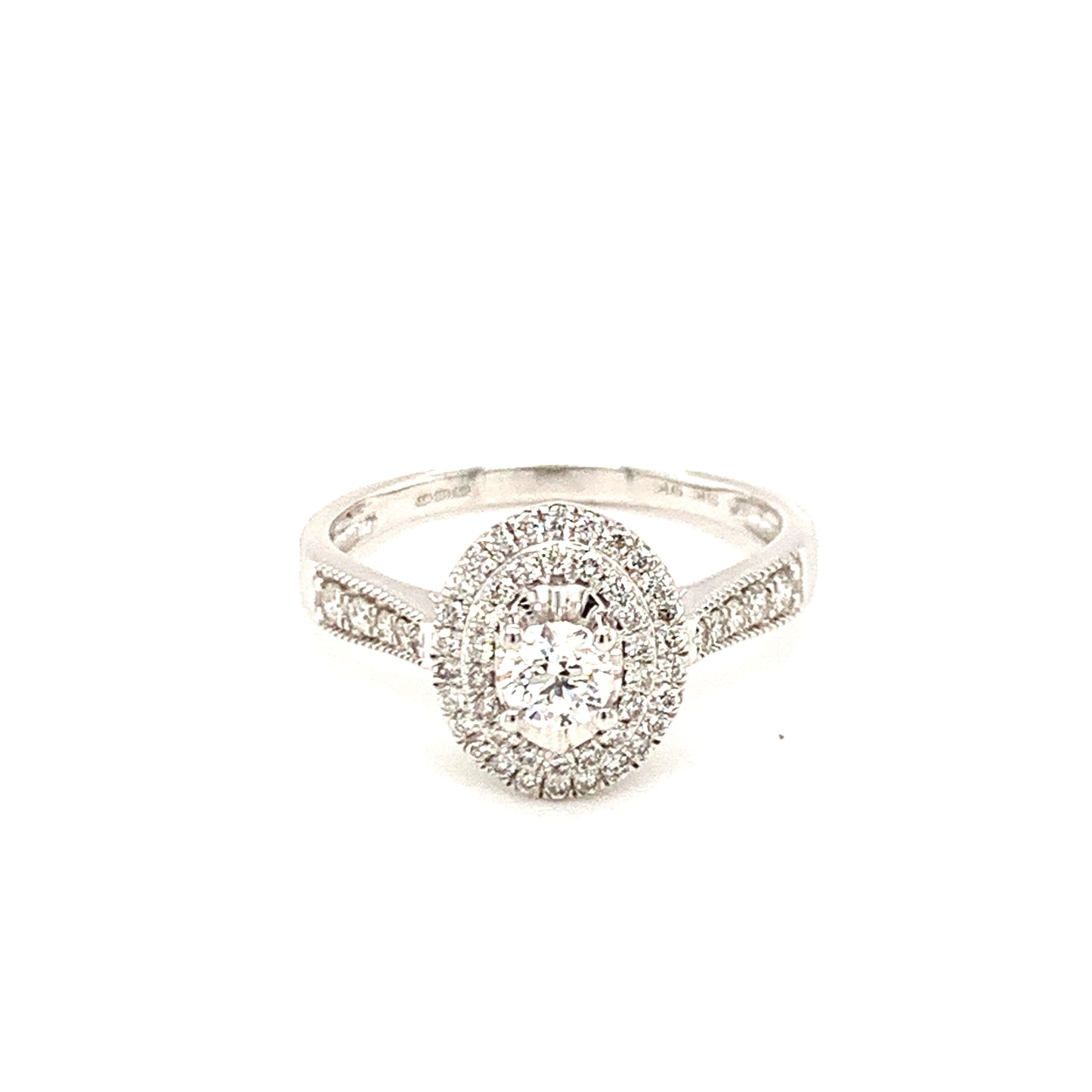 9ct White Gold Oval Shaped Halo Cluster Ring