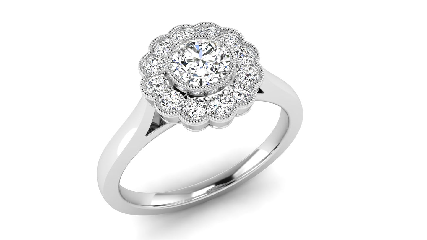 9ct White Gold Flower Cluster .40ct Diamond Ring