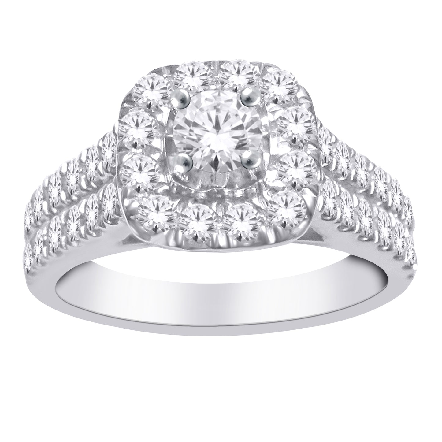 9ct White Gold Square Cluster 1.00ct Diamond Ring