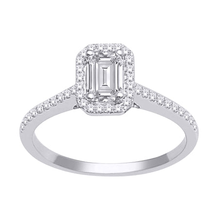 9ct White Gold Square Cluster .75ct Diamond Ring