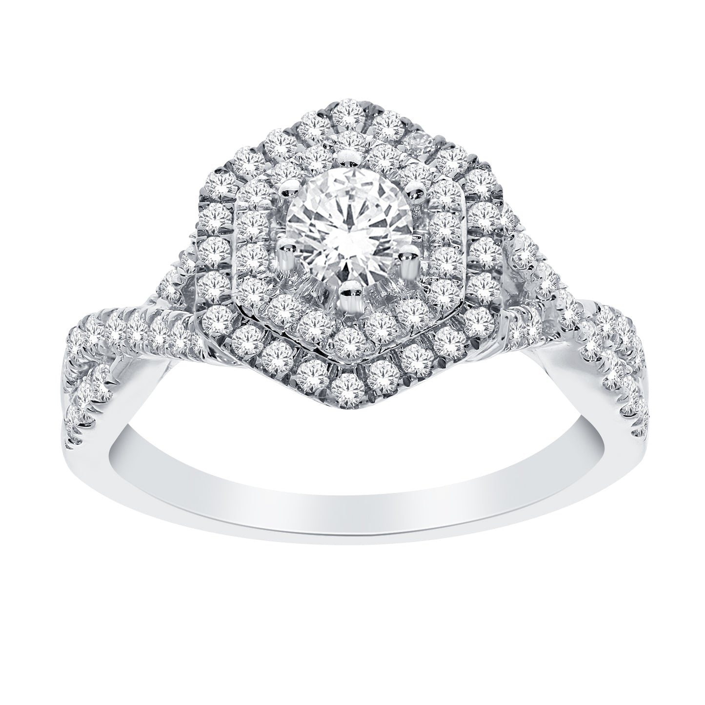 9ct White Gold Round Cluster 1.00ct Diamond Ring