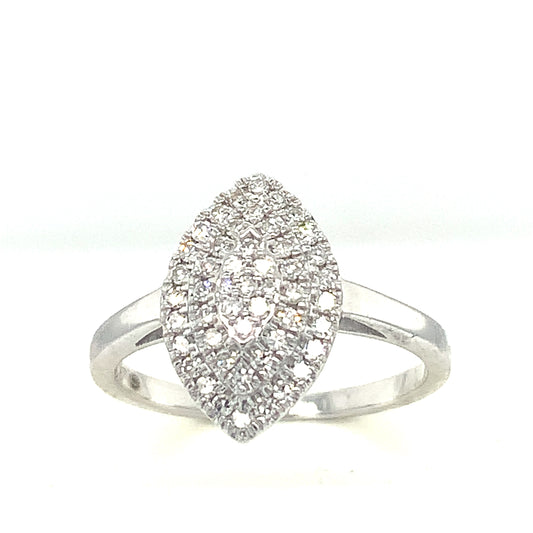 9ct White Gold Cluster Marquise .25ct Diamond Ring