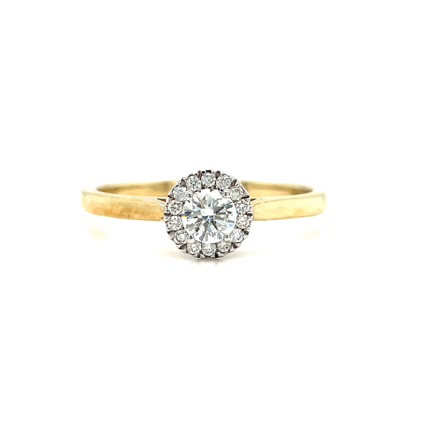 9ct Round Solitaire Cluster Diamond Ring .30 Ct