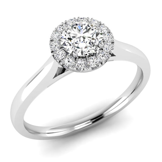 9ct Round Solitaire Cluster Diamond Ring .30 Ct