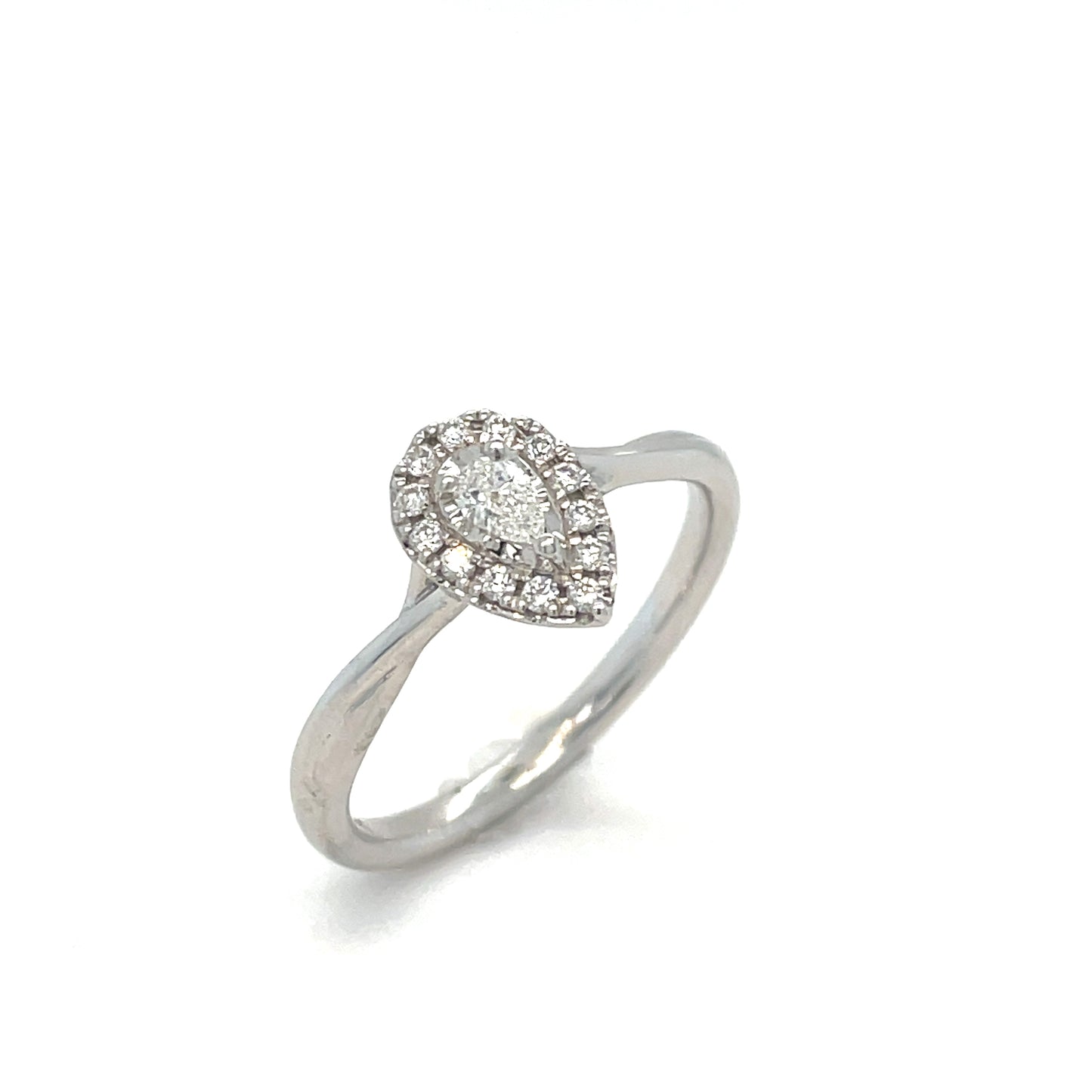 9ct White Gold Pear Shape Cluster Diamond Ring .20ct