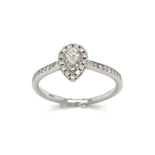 9ct Ring Wh Pr Clus Di.30