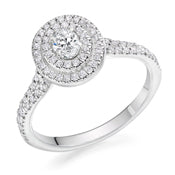 9ct White Gold Oval Custer Diamond Ring with Open Shoulders .70ct