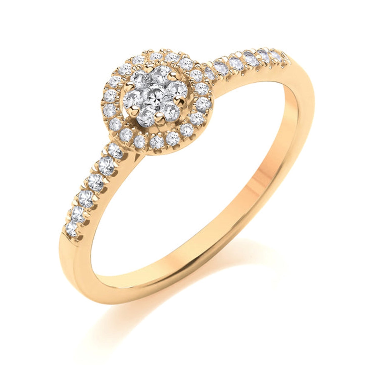 9ct Round Open Cluster Diamond Ring .25ct