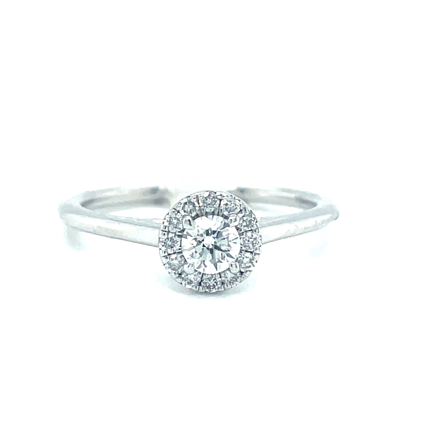 9ct White Gold Round Brilliant Halo Diamond Ring 0.35ct