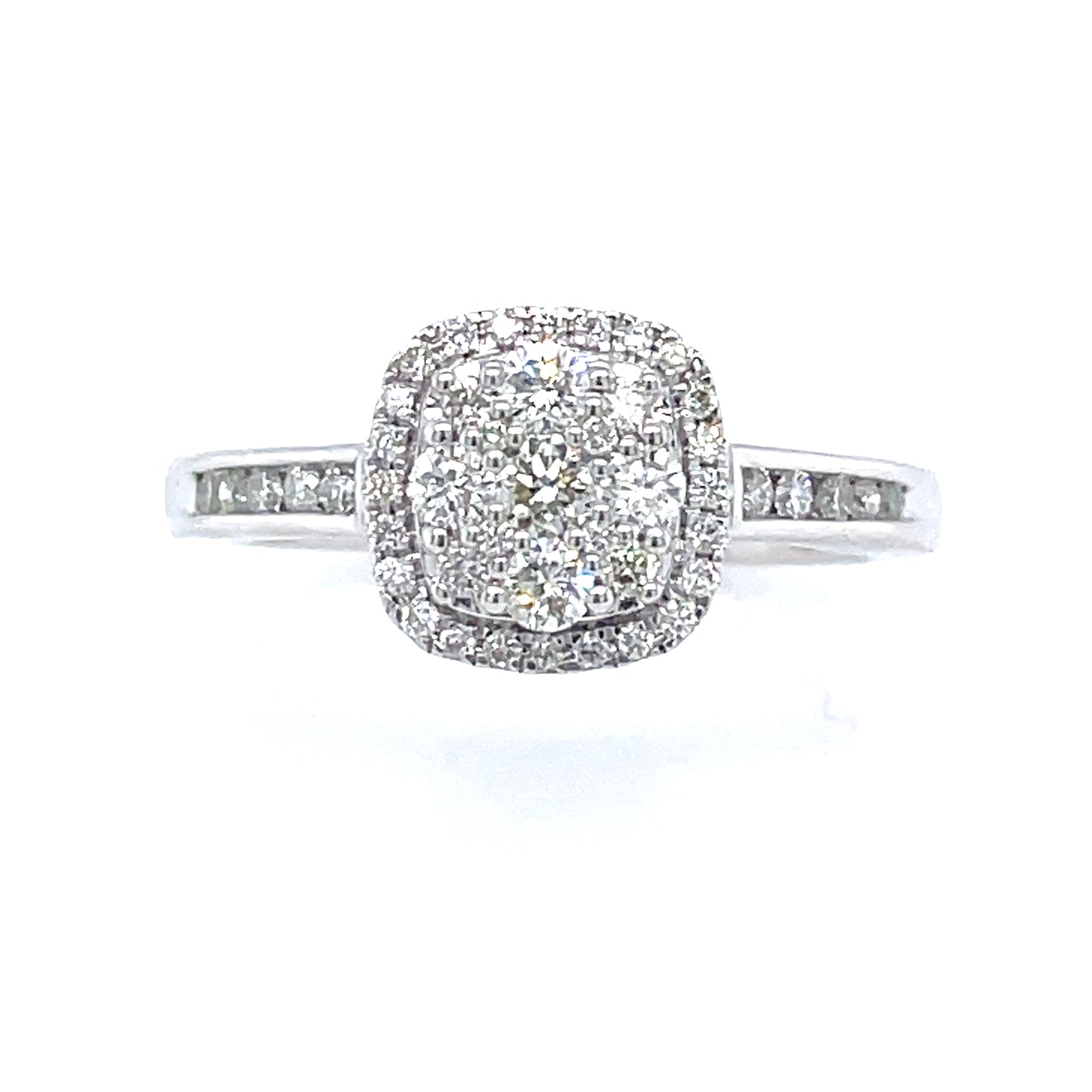 9ct White Gold Square Pavé ƒluster Diamond Ring .50ct