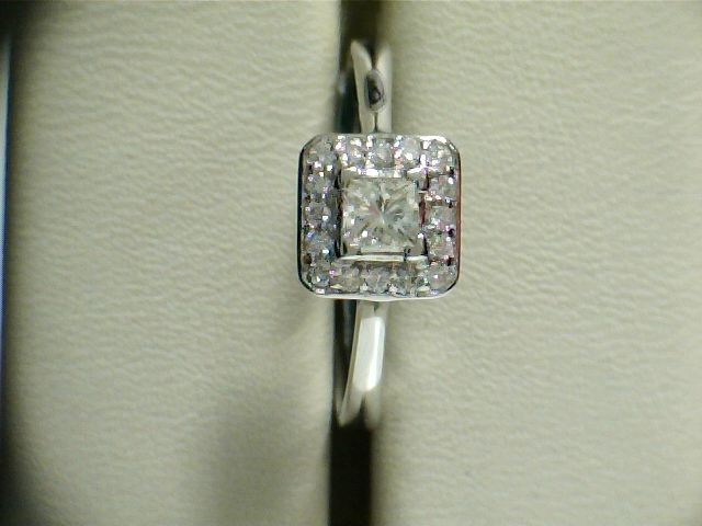 18ct White Gold Princess Cut Square Cluster .50ct Diamond Ring