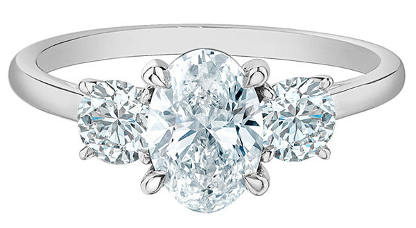 Platinum 3 Stone Oval & Round Brilliant 1.50ct Diamond Ring