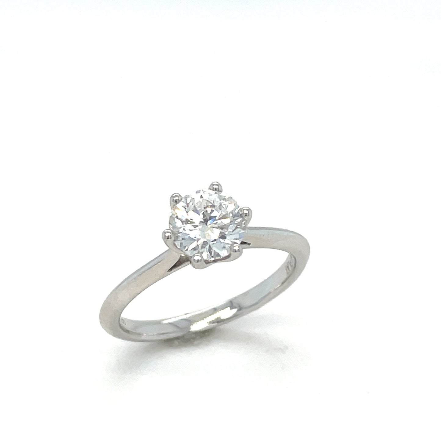 Platinum 6 Claw Round Solitaire Cultured Diamond Ring 1.00ct