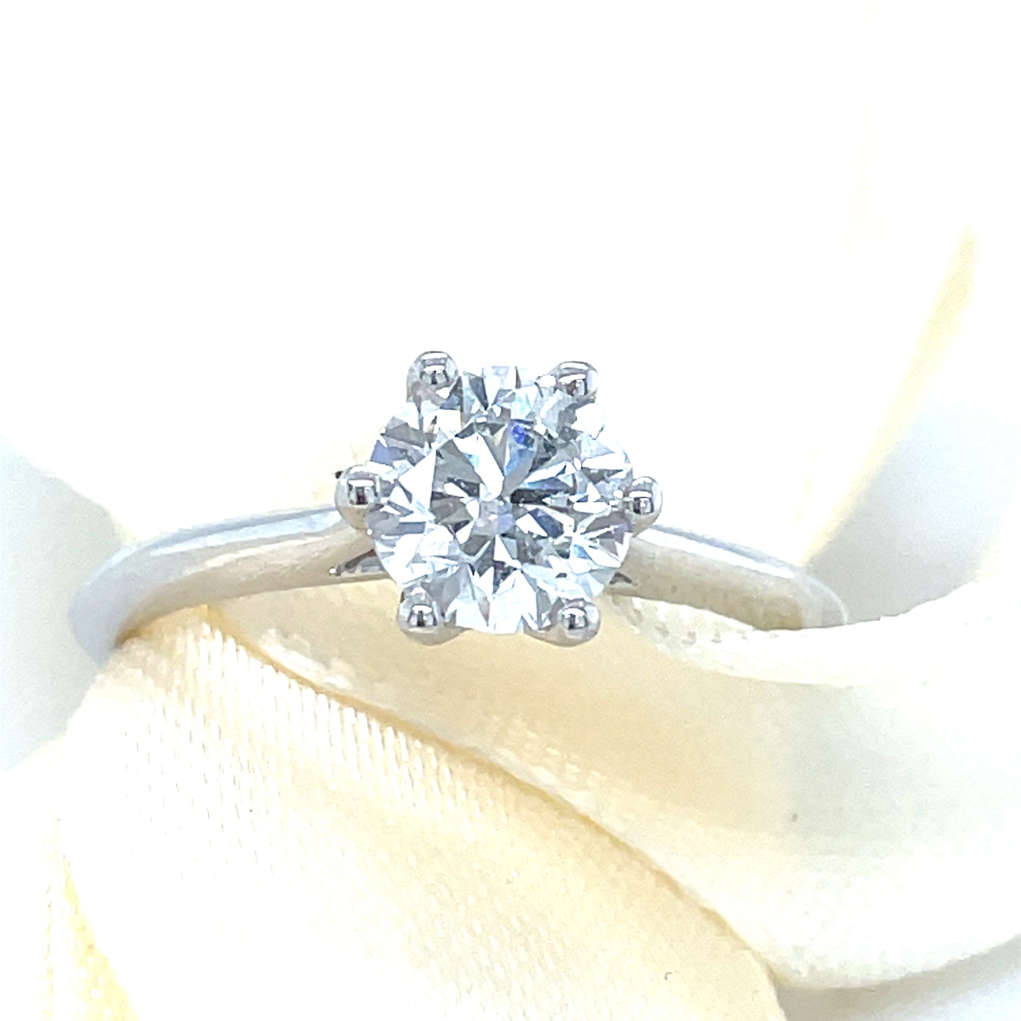 Platinum 6 Claw Round Solitaire Cultured Diamond Ring 1.00ct