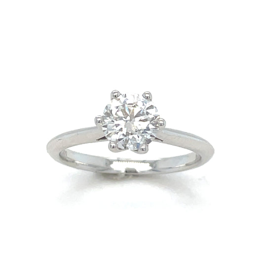 Platinum 6 Claw Round Solitaire Cultured Diamond Ring 1.00ct