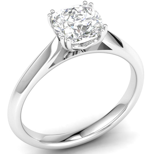 Platinum Ascher Cut Solitaire Lab Grown Diamond Ring 1.59ct