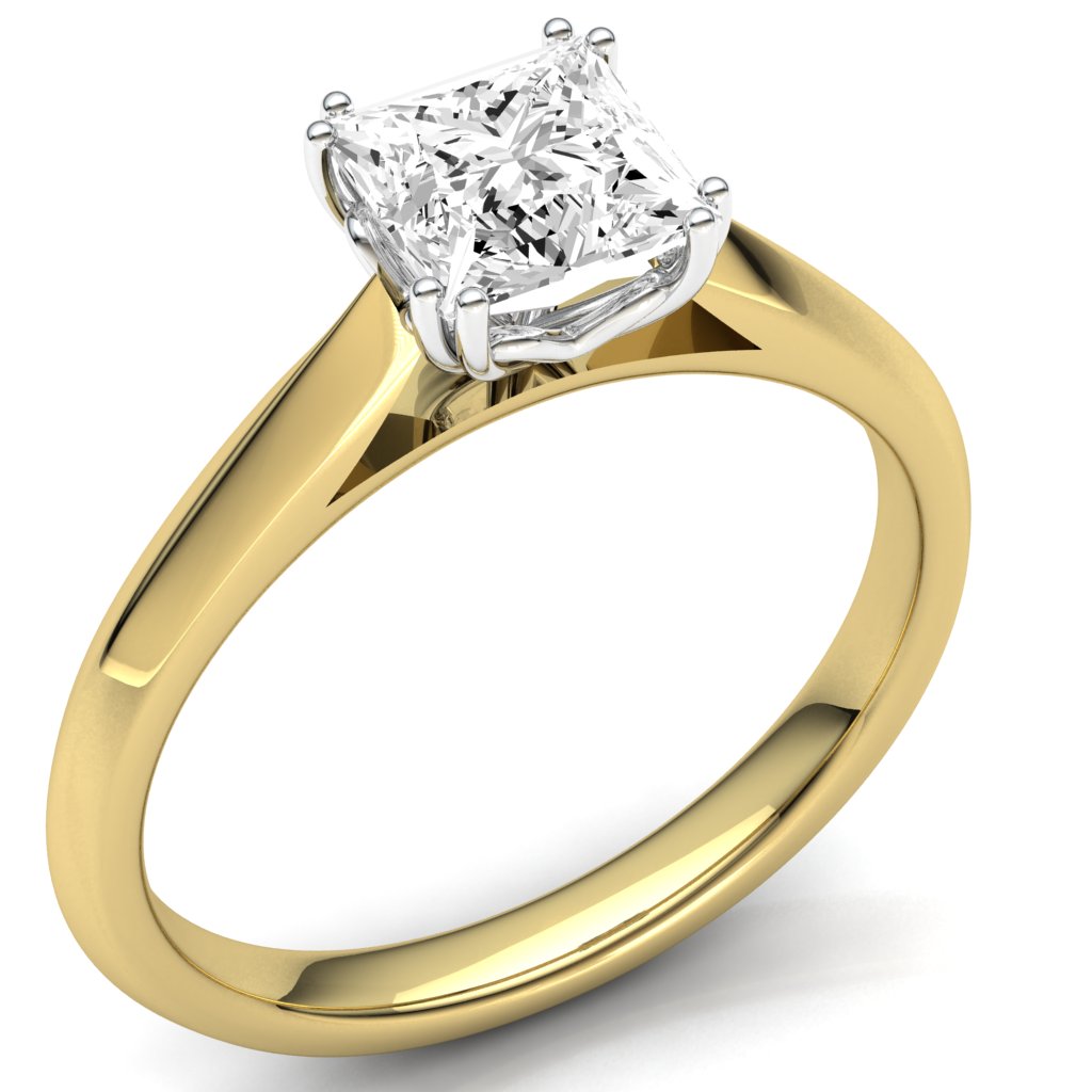 18ct Gold Princess Cut Solitaire Diamond Ring 1.12cts