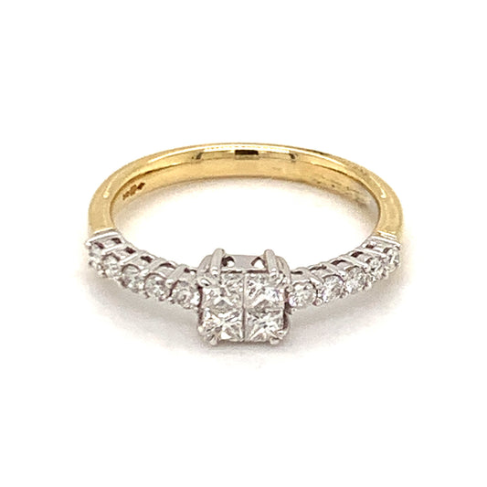 18ct Four Stone Princess Cut Diamond Ring .55ct