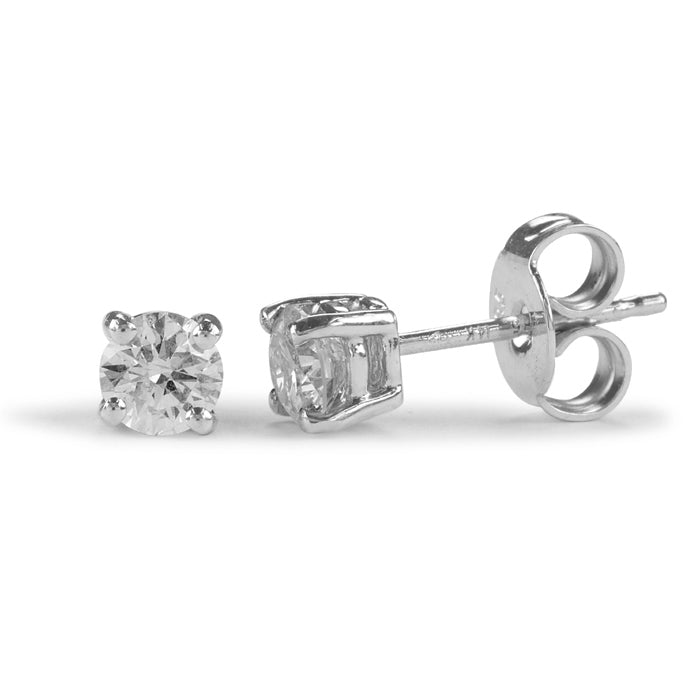 9ct White Gold 4claw Solitaire .10ct Diamond Earrings