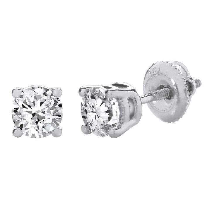 9ct White Gold Solitaire 1.00ct Diamond Earrings