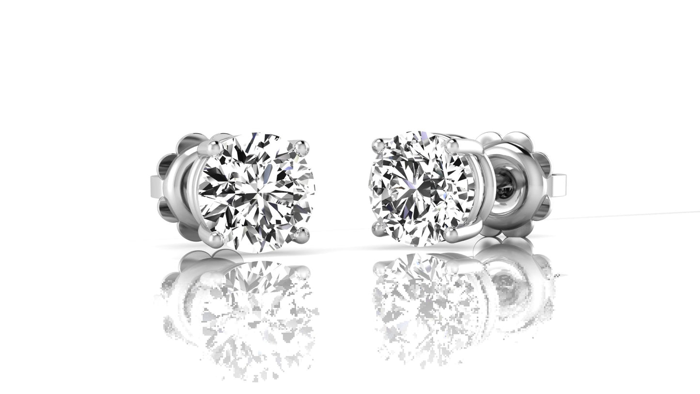9ct White Gold 4 Claw Diamond Solitaire .50ct Earring