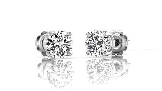 9ct White Gold 4 Claw Diamond Solitaire .50ct Earring