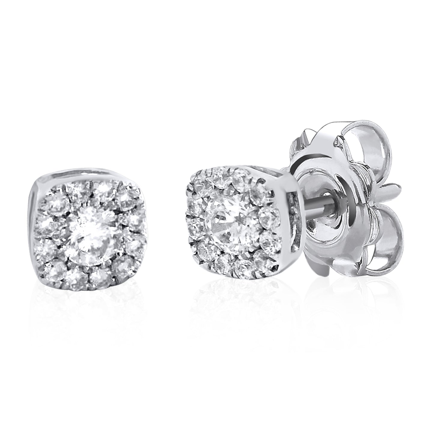 9ct White Gold Cluster Diamond .15ct Earring