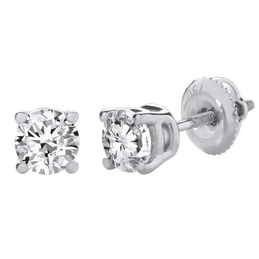 9ct White Gold 4 Claw Solitaire .20ct Diamond Earrings