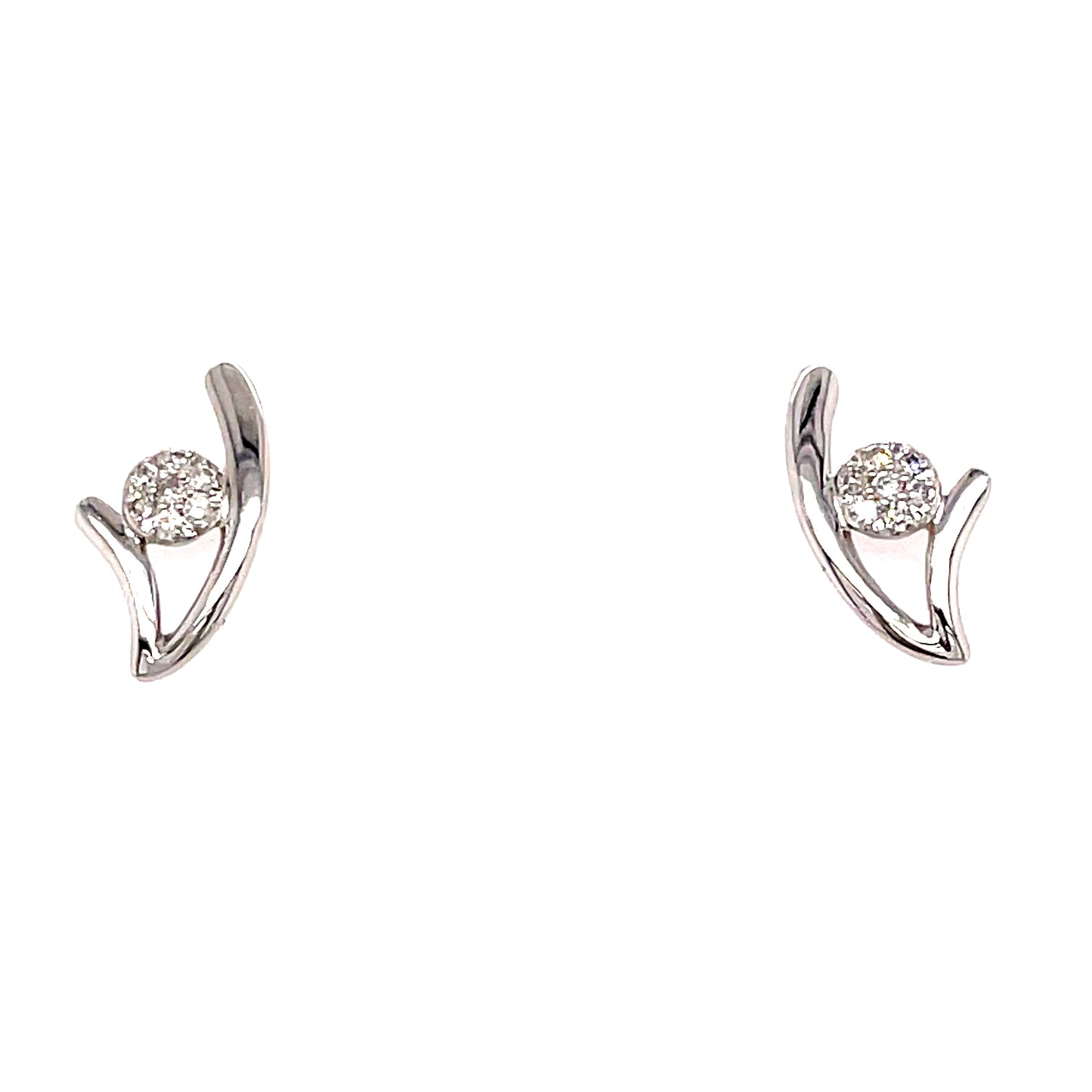9ct White Gold Open V Diamond Earring .07ct