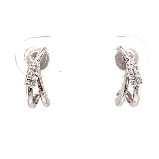 9ct White Gold Open Wave Diamond Earring .04 Ct