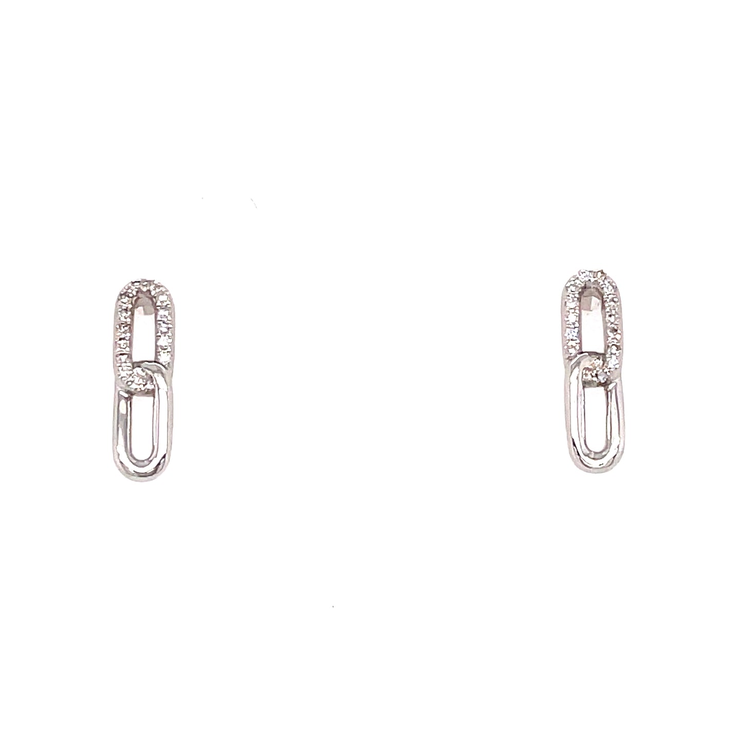 9ct White Gold Open Oval Link Diamond Earring .06 Ct