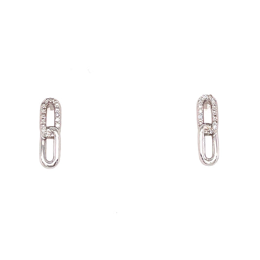 9ct White Gold Open Oval Link Diamond Earring .06 Ct