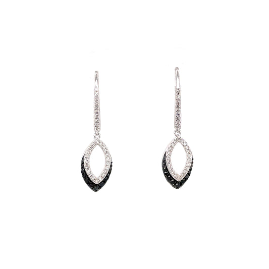 9ct White Gold Open Oval Diamond/Black Diamond Earring