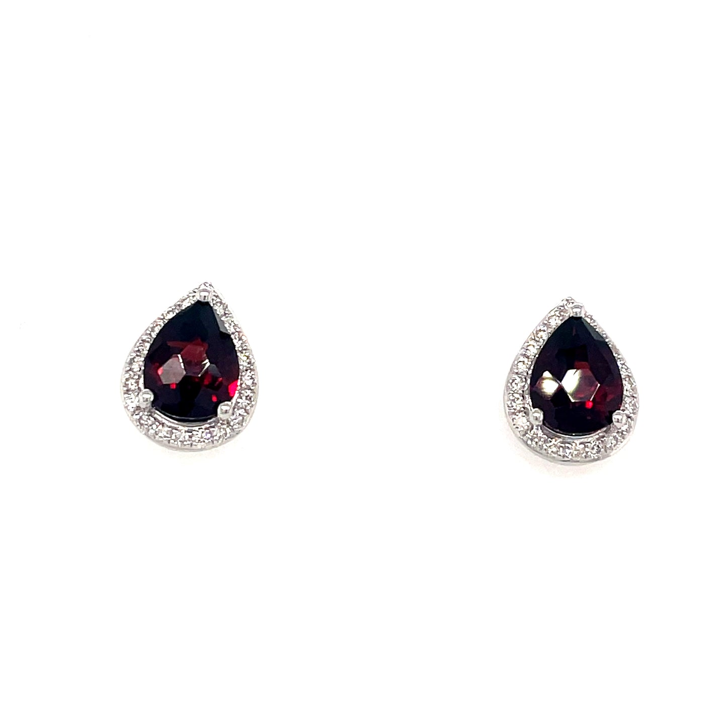 9ct White Gold Pear Cluster Garnet/Diamond Ring .28 Ct