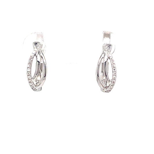 9ct White Gold Open Swirl Diamond Earring .10 Ct