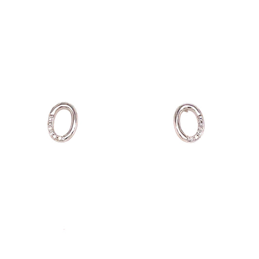 9ct White Gold Open Oval Diamond Earring .04 Ct