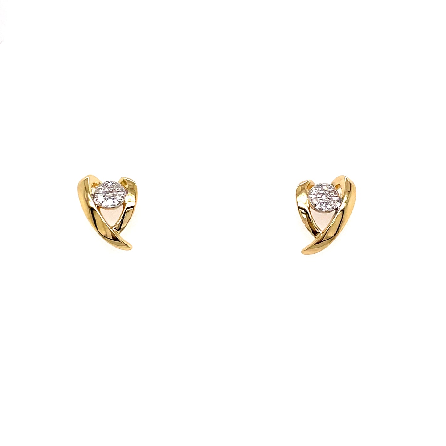 9ct Open Heart Crossover Diamond Earring .05 Ct