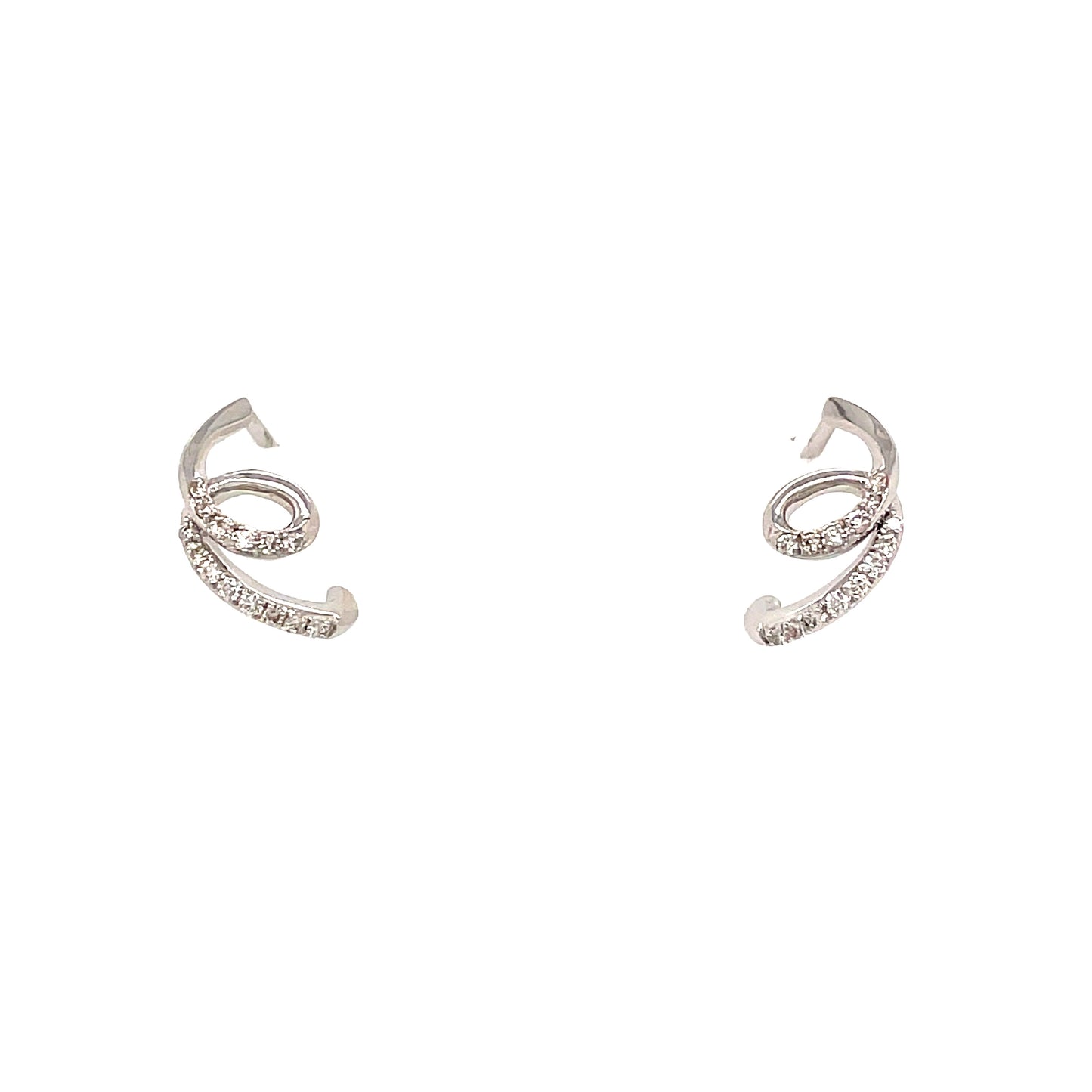 9ct White Gold Twist Diamond Earring .10 Ct