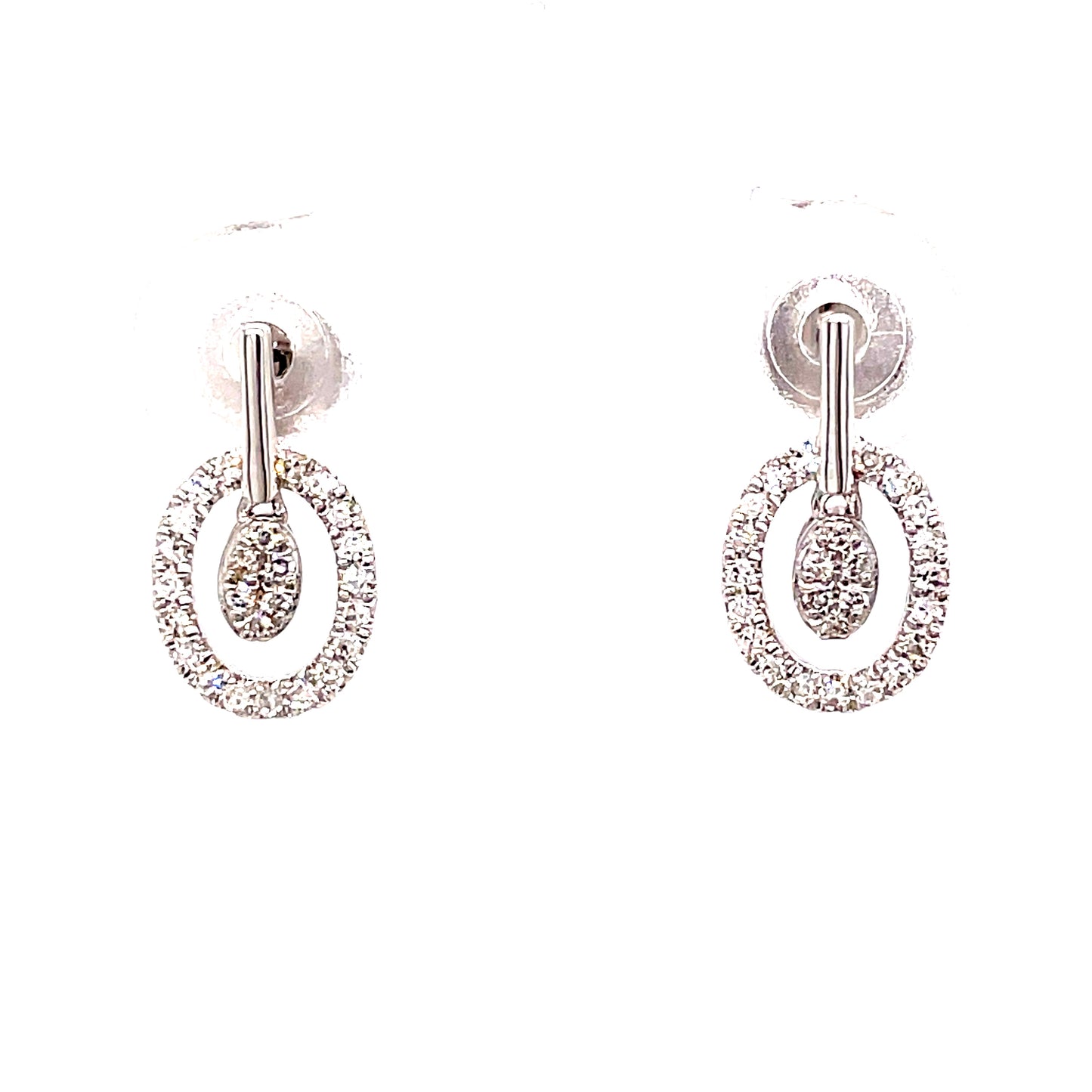 9ct Wh/Gold Oval Drop Diamond Earring .15ct