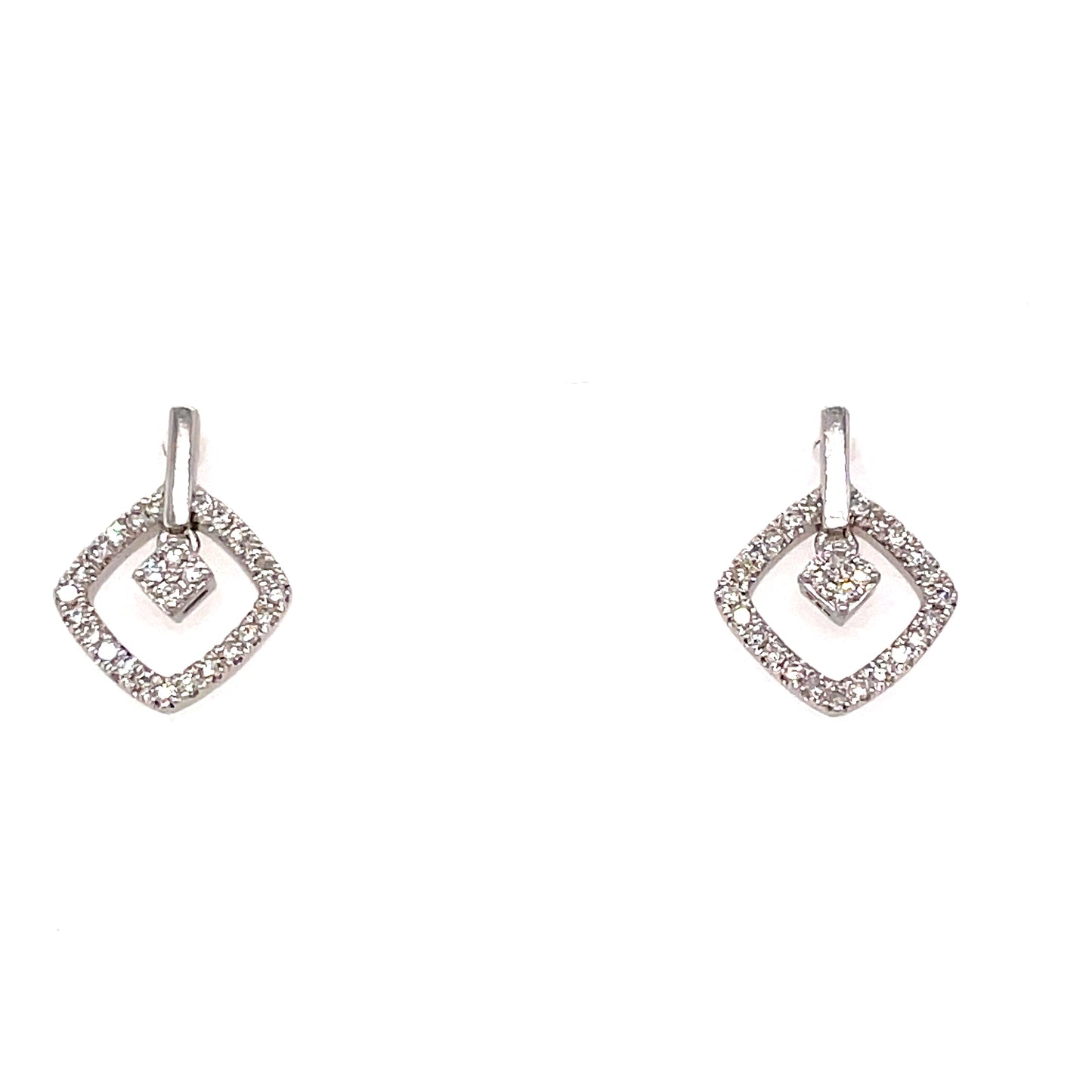 9ct White Gold Open Dia Shap Drop Earring 0.13ct