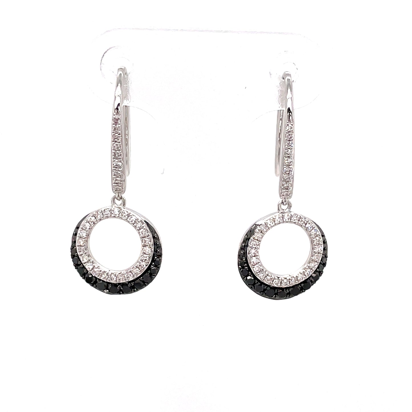 9ct Wh/Gold Drop Earring Inset With Black/White Diamonds .31ct