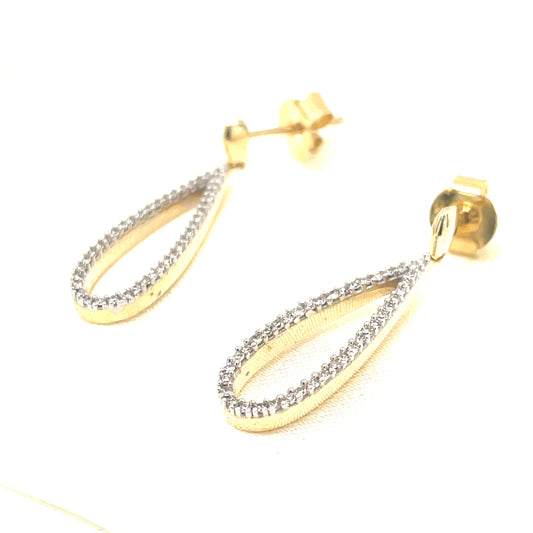 9ct Open Pear Drop Diamond Earring .15ct